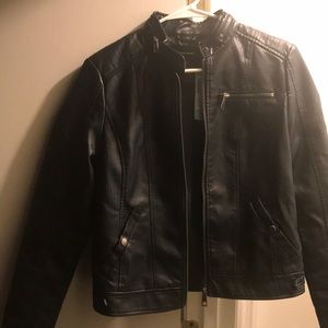 Navy blue faux leather jacket